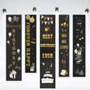 "Black Gold Happy Birthday Party Decorations - Hanging Banner Set, Birthday Banner for Women Men Boy Girls, Bday Party Sign"