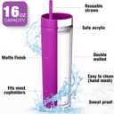 30 Pcs Bulk Skinny Tumblers with Lids and Straws 16 oz Matte Pastel Colored Plastic Mugs Reusable Double Wall Tumbler Cups for Home School Office Birthday Parties Vinyl DIY Gifts, 10 Assorted Colors, 2.76 inches x 8.35 inches