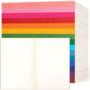 60 Pack Blank Notebook Journals Bulk, A5 Unlined Paper Composition Notebook, 8.3x 5.5, Kraft Cover with Rainbow Spines, 15 Colors 60 Pages for School Office Travel