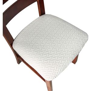 Genina Seat Covers for Dining Room Chair Seat Slipcovers Kitchen Chair Covers (White, 6 Pcs)