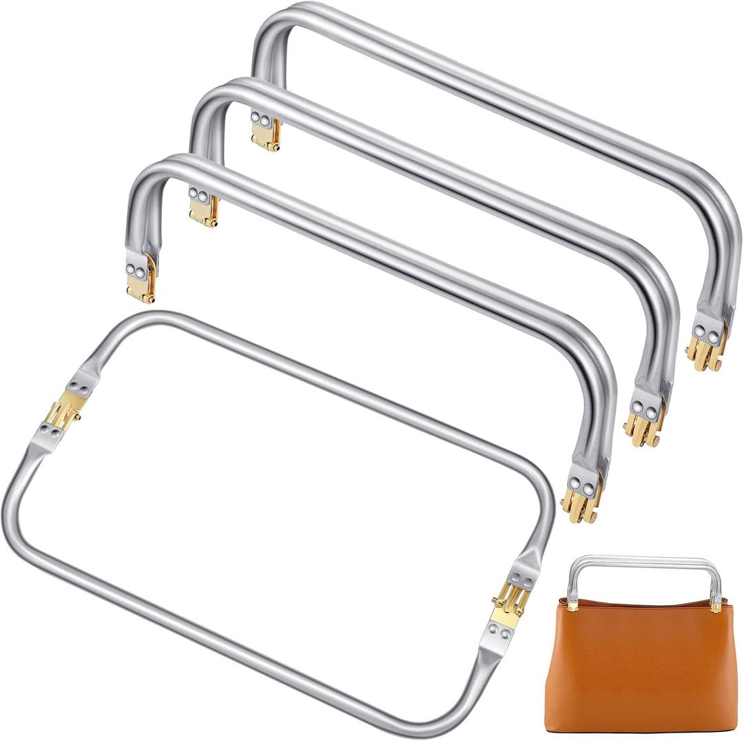 MorningRo 4 Pcs 12" Metal Purse Frame Rectangle Lock Frame Kiss Lock Clasp Purse Hardware Replacements for DIY Sewing Bag Clutch Crafts Making Supplies