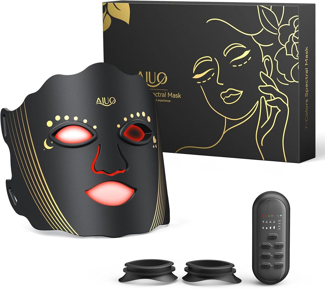 Red Light Therapy for Face, Led Face Mask Light Therapy with Rechargeable Remote, LED Face Mask Light Therapy at Home, Comfortable Red Light Therapy Mask, Black