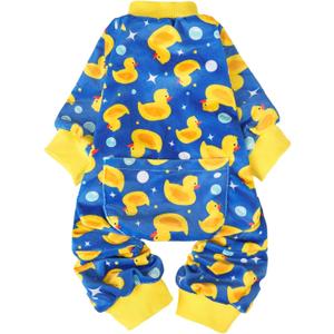 PUPTECK Soft Fleece Dog Pajamas for Small Medium Dogs, Adorable Puppy Sweaters Clothes Jumpsuit Pjs, Lightweight Cat Coat Pet Apparel, Blue, S