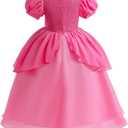 Princess Costume for Girls Princess Dress Up Costume with Accessories Kids Birthday Party Halloween Cosplay 5-6Y