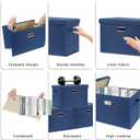 SNWDN 4 Pack Large collapsible Fabric Storage Bins with Lids Fabric Storage Box With Lids for Closet Organizers And Storage (Dark Blue 17.3x11.4x11.8 inches)