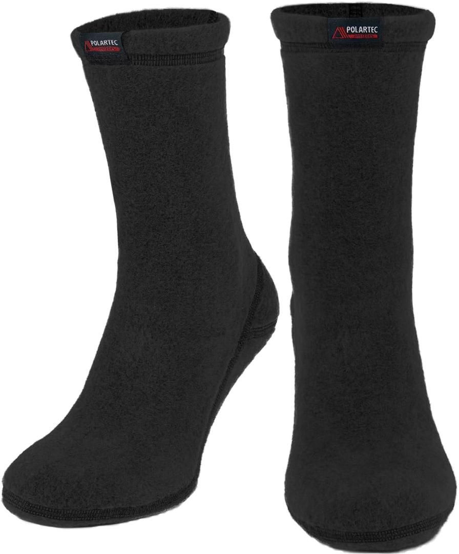 Cozy Warm Boot Liner Socks - Hiking Outdoor Sport - Polartec Fleece Winter Socks (Black)