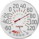 Taylor Metal Wall Indoor Outdoor Thermometer and Hygrometer, Easy to Read Numbers for Patio, Pool, and Indoor Areas, 12 inch, White