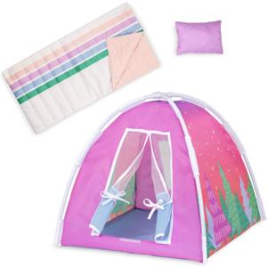 Glitter Girls  14-Inch Doll Accessories  Camping Set  Colorful Play Tent & Rainbow Sleeping Bag with Pillow  3+ Years Childrens Toys