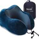 TALLGO Travel Pillow, Best Memory Foam Neck Pillow Head Support Soft Pillow for Sleeping Rest, Airplane Car & Home Use (Dark Blue)