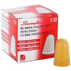 Swingline Products - Swingline - Rubber Finger Tips, Size 11 1/2, Medium, Amber, 12/Pack - Sold As 1 Dozen - Tough, tips last a long time. - Surface nubs ensure positive grip. - Extra thick material a