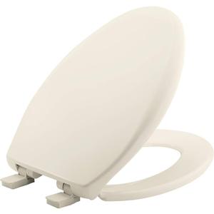 Mayfair Aurora Slow Close Toilet Seat, Easy Clean Hinges and Adjustable Perfect Fit Plastic Seat, Made in USA, Elongated, Biscuit