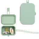 Baby's Aid Silicone Pacifier Case, No Open Slot with Patented Closure, Dishwasher Safe, Attaches to Diaper Bag or Stroller, Holds 2 Pacifiers, (Sage)