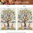 CROWNED BEAUTY Easter House Flag Egg Tree Bunny 28x40 Inch Double Sided Large Holiday Welcome Decoration for Outside Yard