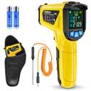 Infrared Thermometer Gun, Non Contact Digital Laser Thermometer Temperature Gun with Probe for Cooking, Home Repairs, Humidity Measurement, Adjustable Emissivity -58F to 1472F(-50~800C)