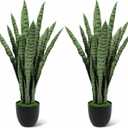 AXHJ 3FT Tall 2 Pack Artificial Snake Plant Faux Sansevieria with 24