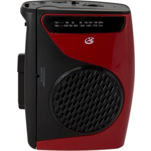 GPX Portable Cassette Player, Compatible With Headphone, 3.54 x 1.57 x 4.72 Inches, Requires 2 AA Batteries - Not Included, Red/Black (CAS337B) Black/Red
