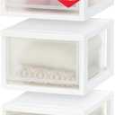 IRIS USA 14.5 Qt. Plastic Drawer Storage Organizer Stacking Drawers, 3-Pack, Stackable Unit with Sliding Drawer for Clothes Bedroom Kitchen Under Sink Pantry Craft Room Bathroom Dorm Office, White