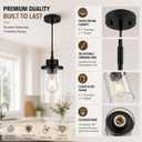 Modern Black Farmhouse Clear Glass Cylinder Pendant Light Fixture, Adjustable Height Hanging Pendant Lighting for Kitchen Island, Dining Room, Bedroom & Hallway (3 Packs)