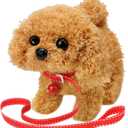 KSABVAIA Plush Teddy Toy Puppy Electronic Interactive Dog - Walking, Barking, Tail Wagging, Stretching Companion Animal for Kids Toddlers