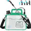 Battery Powered Sprayer 2 Gallon, 7.4V Foldable Electric Pump Sprayer, Weed Sprayer with Waterproof Rechargeable Handle, 5 Mist Nozzles, Retractable Wand, Adjustable Strap for Lawn, Garden, Yard