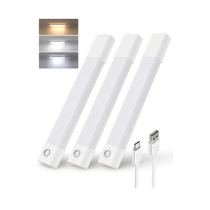 EZVALO 3 Pack 7” Motion Sensor Light Indoor, Wireless Under Cabinet Lighting, 30 LED Rechargeable Closet Lights, Dimmable, 3 Color Temperatures, Counter Lights for Wardrobe, Pantry, Bedroom, Kitchen