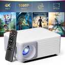 Mini Portable Projector, Full HD 1080P 4K Support Movie Projector, Portable Small Projector for Home Theater/bedroom, Compatible with iOS, Android, TV Stick, Laptop, HDMI, USB