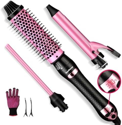 Travel Curling Iron, Thermal Brush 1.5 Inch for Hair Curler,Heated Round Brush for Blowout Look, Dual Voltage, LED Display, 7 Temp Setting, Detachable Heated, Tourmaline Ceramic,Gifts for Women