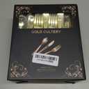 N9R 160pcs Gold Plastic Silverware - Gold Plastic Utensils Set - Tableware Flatware Kit 80 Forks, 40 Spoons, 40 Knives Disposable Cutlery Set for Party, Wedding, Birthday