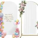 Wedding Arch Backdrop Stand 4ft, Metal Arch with Cover, Metal Arch Stand & Arch Stand Cover Set with 100 Party Multi-Colored Balloons for Birthday Party Wedding Ceremony Bridal Baby Shower Event Decor (White)