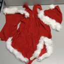 Avidlove Women Christmas Lingerie Bodysuits Sexy Deep V Plunging Teddy with Christmas Hat and Fingerless Gloves (Medium)