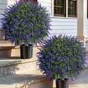 DREAMLOOM Topiary Trees Artificial Outdoor Ball in Planter, 20in Outdoor Indoor Realistic Fake Plants Shrubs for Front Porch Decor, Faux Bushes Plants for Home Front Door Offices, Set of 2