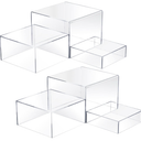 Tuanse 6 Pcs Buffet Risers, Food Risers for Buffet Table, Display Stand for Catering Dessert Collectibles Jewelry Figures Show, 5 Sided Acrylic Cube Display Organizer Acrylic Cube Boxes(White)