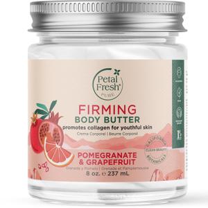 Petal Fresh Pure Firming Pomegranate & Grapefruit Body Butter, Organic Coconut Oil, Argan Oil, Shea Butter, Promotes Collagen, For All Skin Types, Natural Ingredients, Vegan and Cruelty Free, 8 oz