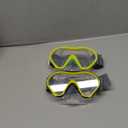 Aegend Kids Swim Goggles Snorkel Diving Mask for Kids Youth 3-15, Knitted Fabric Strap, Anti-Fog 180 Clear View (2 Pack-green Yellow & Black Yellow)