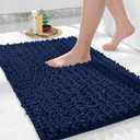 Yimobra Bathroom Rugs Non Slip Washable 32x20 Inch - Ultra Soft Absorbent Chenille Bath Mat, Quick Dry Shaggy Floor Carpet for Tub Shower, Navy Blue Home Decor Accessories
