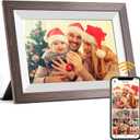 Frameo Digital Picture Frame WiFi 10.1inches Digital Photo Frame, Electronic Photo Frame Load from Phone, 1280x800 IPS Touch Screen HD Display, Auto-Rotate, Share Photos/Video-Great Gift (Brown Wood)