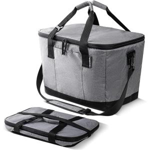 CleverMade Leakproof Collapsible Insulated Cooler Bag, Portable Foldable Soft Side Tote Holds 18/30/50 Cans, Lunch & Cold Beer, Use w/Reusable Freezer Packs & Ice Chest for Grocery Beach Travel