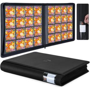 Premium 1024 Pockets Card Binder,Label Design,16 Pockets Trading Card Binder Ringless Side Loading Trading Card Album Folder for TCG -Black