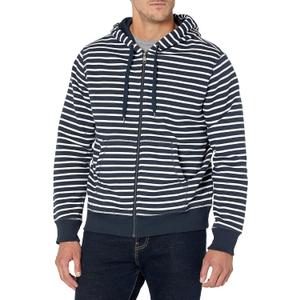 Amazon Essentials Men's Full-Zip Fleece Hoodie (X-Large, Navy White Stripe)