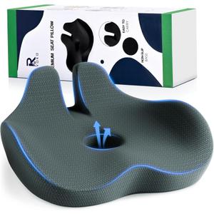 Ryoko Seat Cushion, X Large Memory Seat Cushion for Office Chairs, Car Seat, Airplane, Wheelchair, Pressure Relief Sciatica and Tailbone Pain Relief for Long Sitting Office Workers, Car Drivers