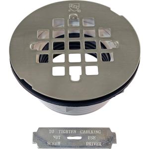 Westbrass A206P-07 2" No-Caulk PVC Compression Shower Drain with 4-1/4" Round Grid Cover, Satin Nickel