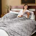 Cozy Bliss Checkered Faux Rabbit Fur Twin Blanket for Bed, Soft Fuzzy Blankets for Women Men, Furry Fleece Throw for Sofa Bedroom Living Room (60 * 80 Inches Light Grey)