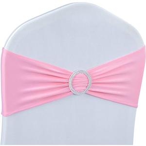 100 PCS Spandex Chair Sashes Bands Stretch Chair Ties Bows with Buckle Slider for Wedding Party Banquet DecorationPink