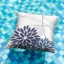 DFXSZ Blue Flower Pillow Covers 16x16 Inch Set of 2 Dark and Light Blue Colored Pillow Farmhouse Outdoor Waterproof Decor for Patio Funiture Garden Summer Floral Polyester Square Cushion Cover 01D16