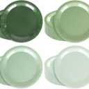 Whaline 40Pcs Sage Green Paper Plates 4 Colors Gradient Green Disposable Plates 9 Inch Solid Color Decorative Round Plate for One Lucky Duck Theme Wedding Birthday Baby Shower Table Decor Party Supply