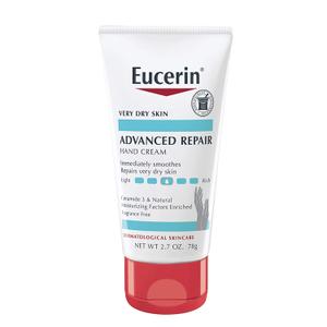 Eucerin Advanced Repair Hand Cream, Immediately Soothes and Repairs Very Dry Skin, Fragrance Free, Non Greasy, Fast Absorbing, Travel Size Hand Lotion, 2.7 Oz Tube 