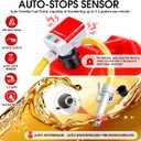 Fuel Transfer Pump with Auto-Stop Sensor-30s Alert Beep,3.2GPM,Overfill Protection,51"Hose Transfer Pump Battery Powered with 4 Tank Adapter,Portable Liquid Pump with Nozzle for Gasoline,Diesel,Oil