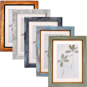 Fixwal 5x7 Picture Frame Set of 5, Vintage Photo Frame, Rustic Retro Picture Frame with Tempered Glass, Decorative Art on Walls and Tabletop Placement