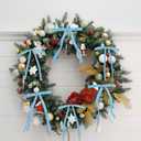 3 x 24 Pcs Light Blue Velvet Bows Ornaments for Christmas Tree, Vintage Rustic Velvet Christmas Bows Tree Decorations, Indoor Home Decor for Wreath Mantle Gift Wrap Holiday Decor, 3/8'' W, 5 * 7 inch