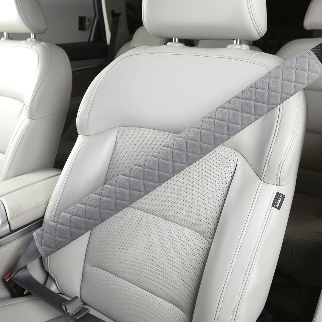 Extra Long Seatbelt Covers for Adults Kids Women & Men, Soft Car Seat Belt Strap Cushion for Sedan, SUV, Trucks, Shoulder Neck Chest Protector Pads, Auto Accessories, 1pc, Gray, 25.5in